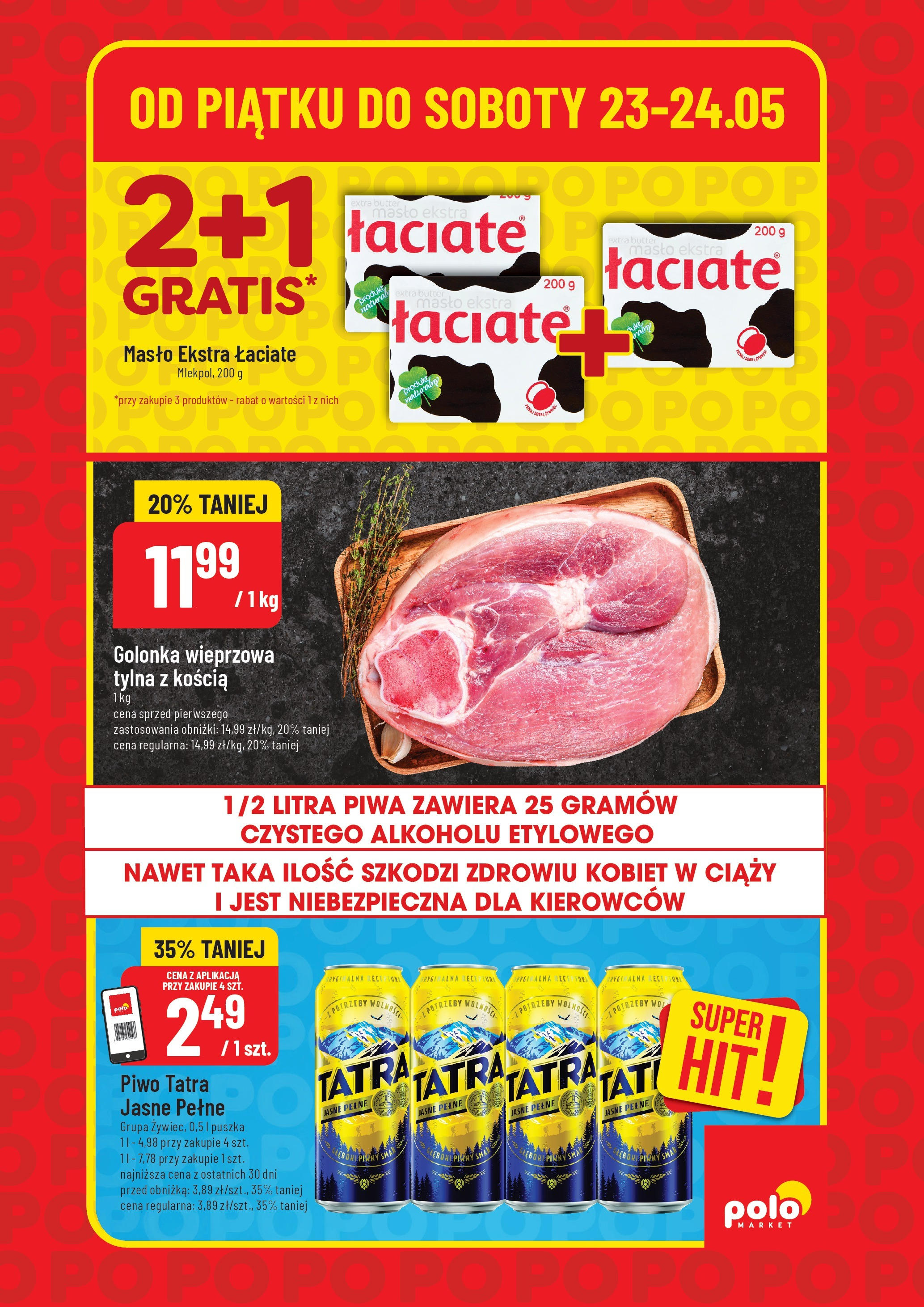 POLOmarket gazetka od jutra (23.05.2025) - Nowa PDF | Strona: 3 | Produkty: Golonka wieprzowa, Masło, Piwo