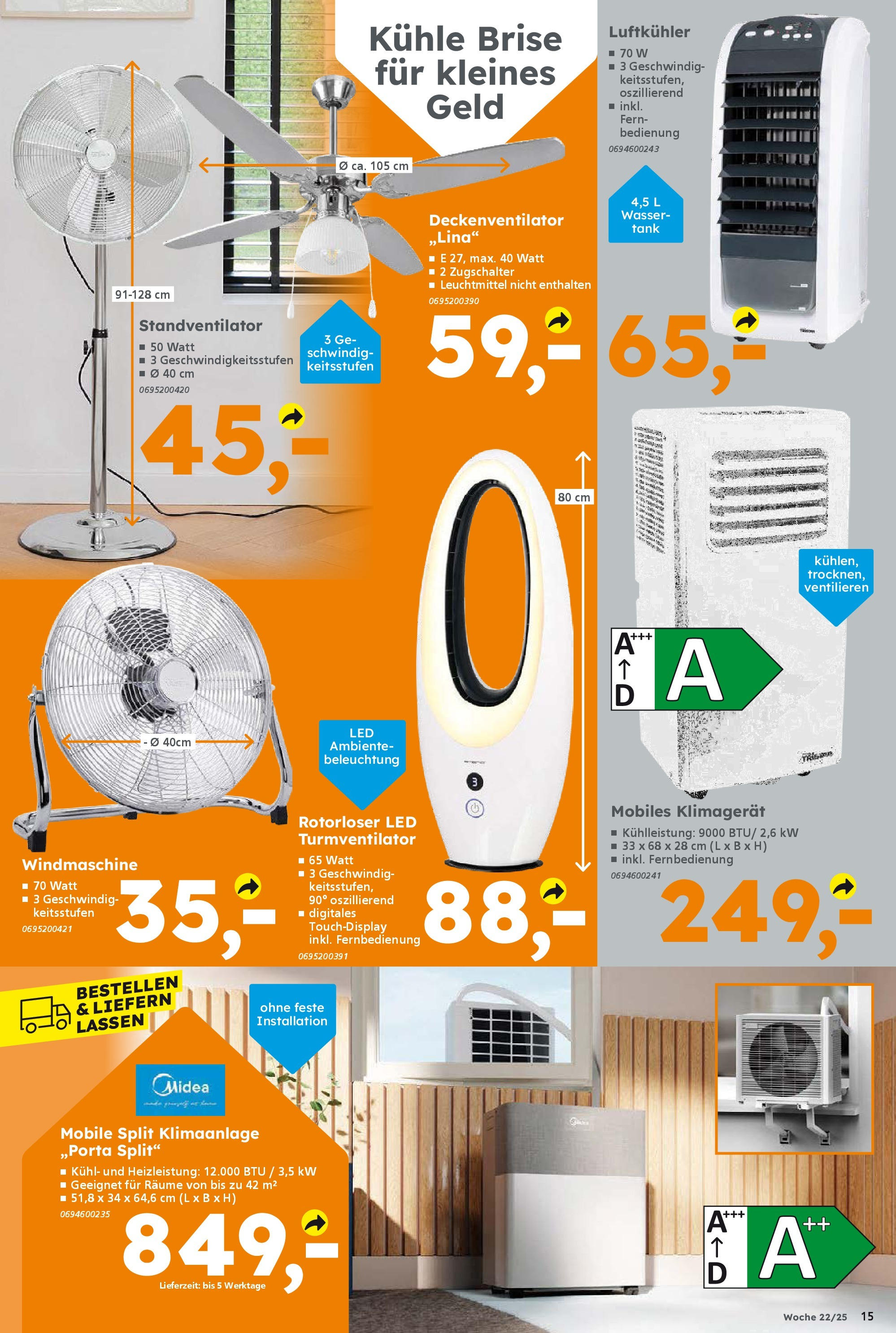 Globus Baumarkt prospekt Forchheim	 (ab 25.05.2025) zum Blättern | Seite: 15 | Produkte: Klimaanlage, Wasser, Klimagerät, Turmventilator