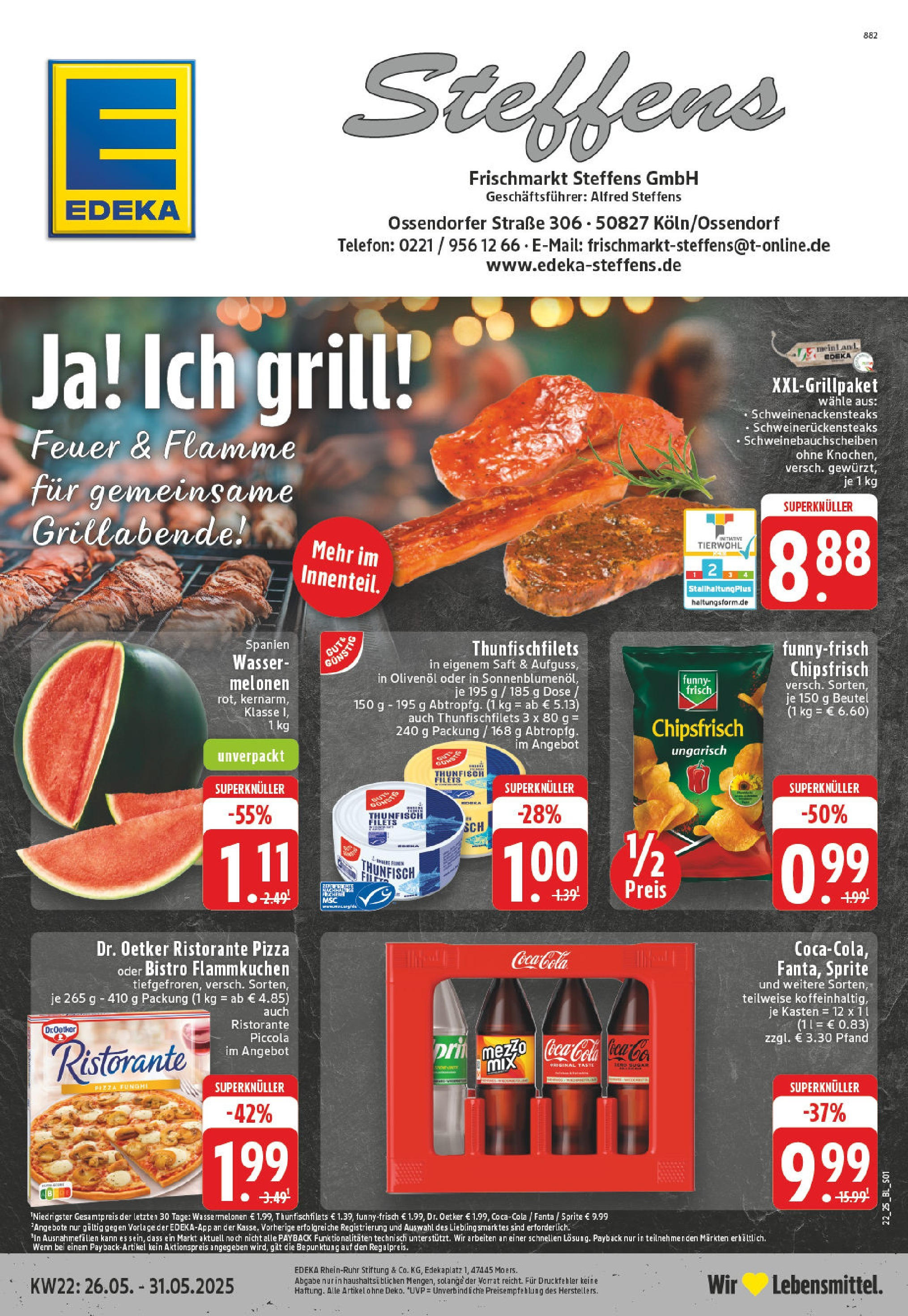Edeka prospekt Koeln -Ossendorf	 (ab 25.05.2025) » Angebote Online | Seite: 1 | Produkte: Sprite, Pizza, Saft, Chips