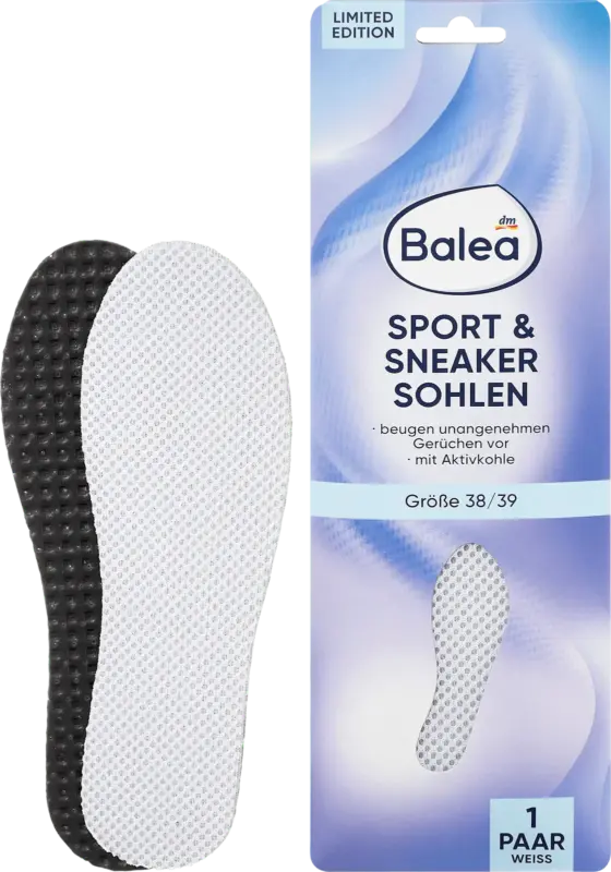 Balea Einlegesohlen Sport & Sneaker weiß, Gr. 38/39 (1 Paar)