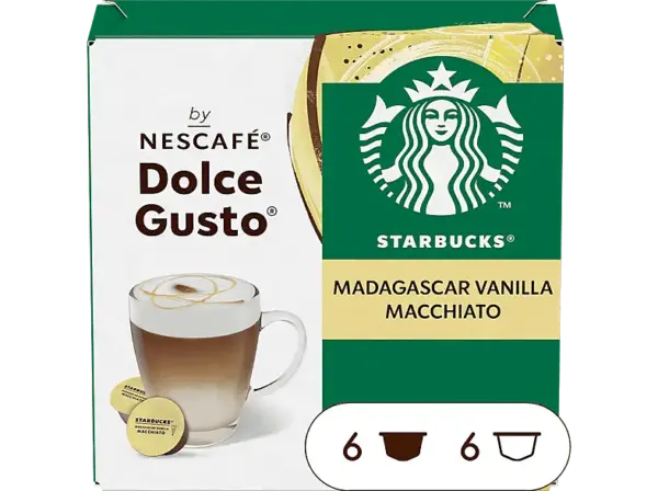 Starbucks Madagascar Vanilla Kaffeekapseln, 12 Stück (= 6 Getränke), Kompatibles System: Nescafé Dolce Gusto