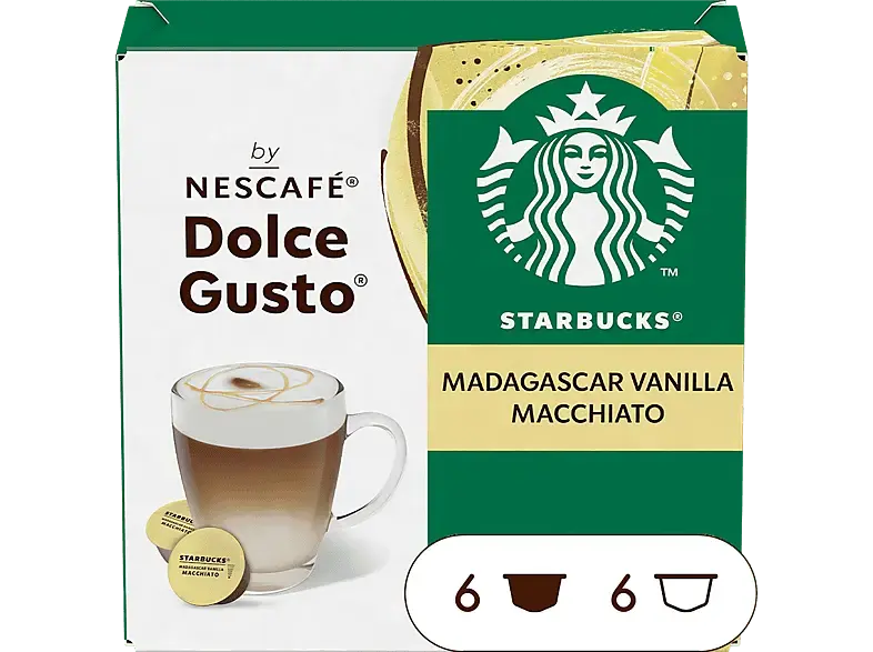 Starbucks Madagascar Vanilla Kaffeekapseln, 12 Stück (= 6 Getränke), Kompatibles System: Nescafé Dolce Gusto