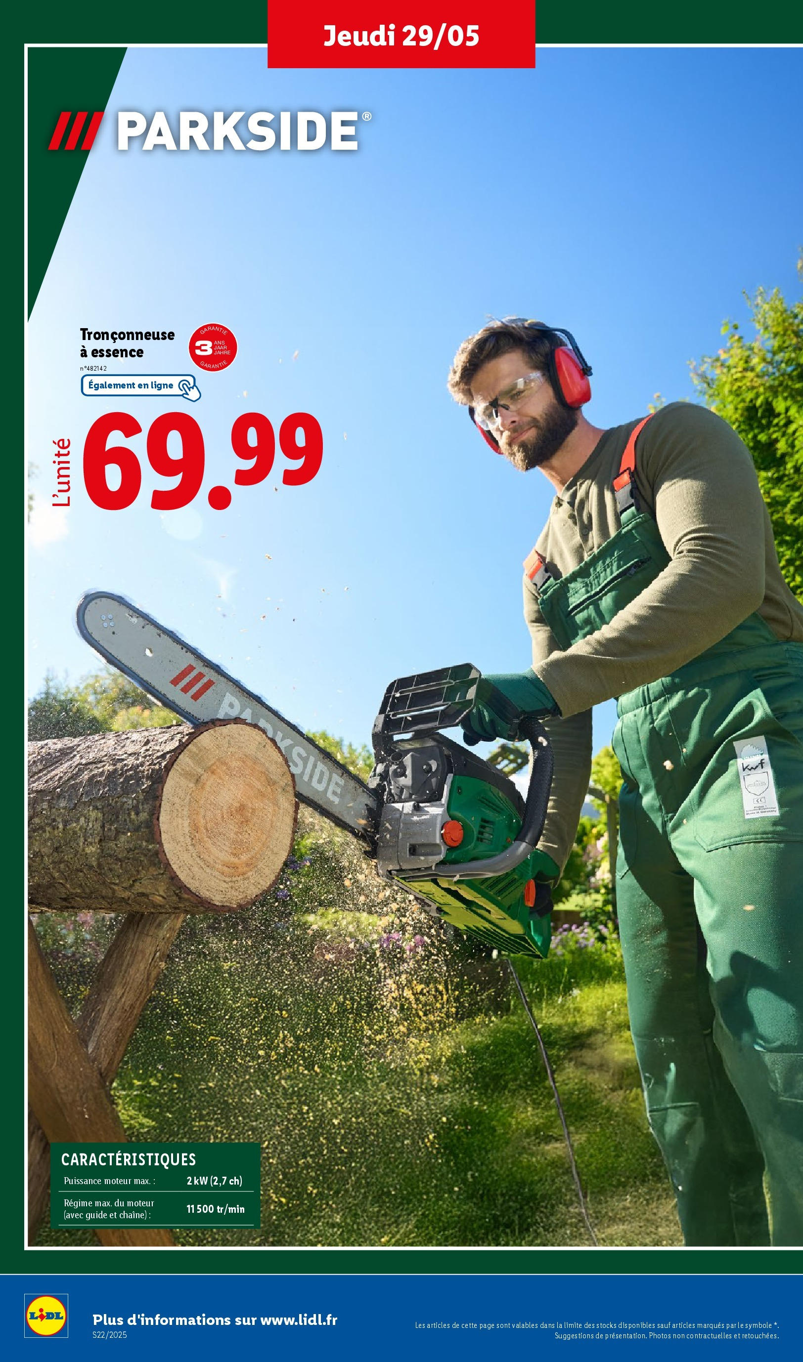 Catalogue LIDL du 28/05/2025 | Promo prospectus en ligne | Page: 36 | Produits: Tronçonneuse Catalogue LIDL du 28/05/2025 | Promo prospectus en ligne | Page: 36 | Produits: Tronçonneuse