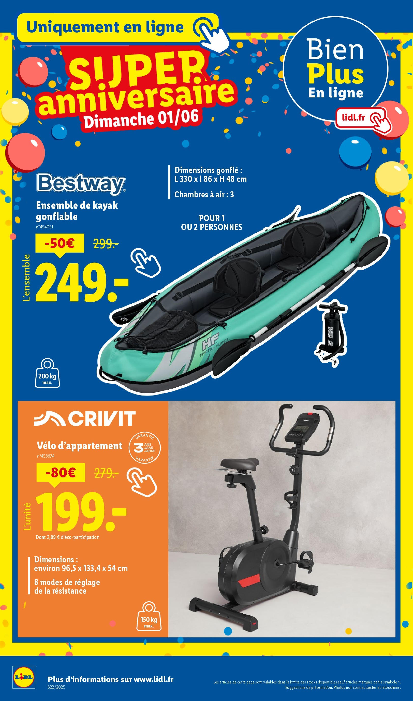 Catalogue LIDL du 28/05/2025 | Promo prospectus en ligne | Page: 60 | Produits: Vélo, Vélo d'appartement, Kayak Catalogue LIDL du 28/05/2025 | Promo prospectus en ligne | Page: 60 | Produits: Vélo, Vélo d'appartement, Kayak