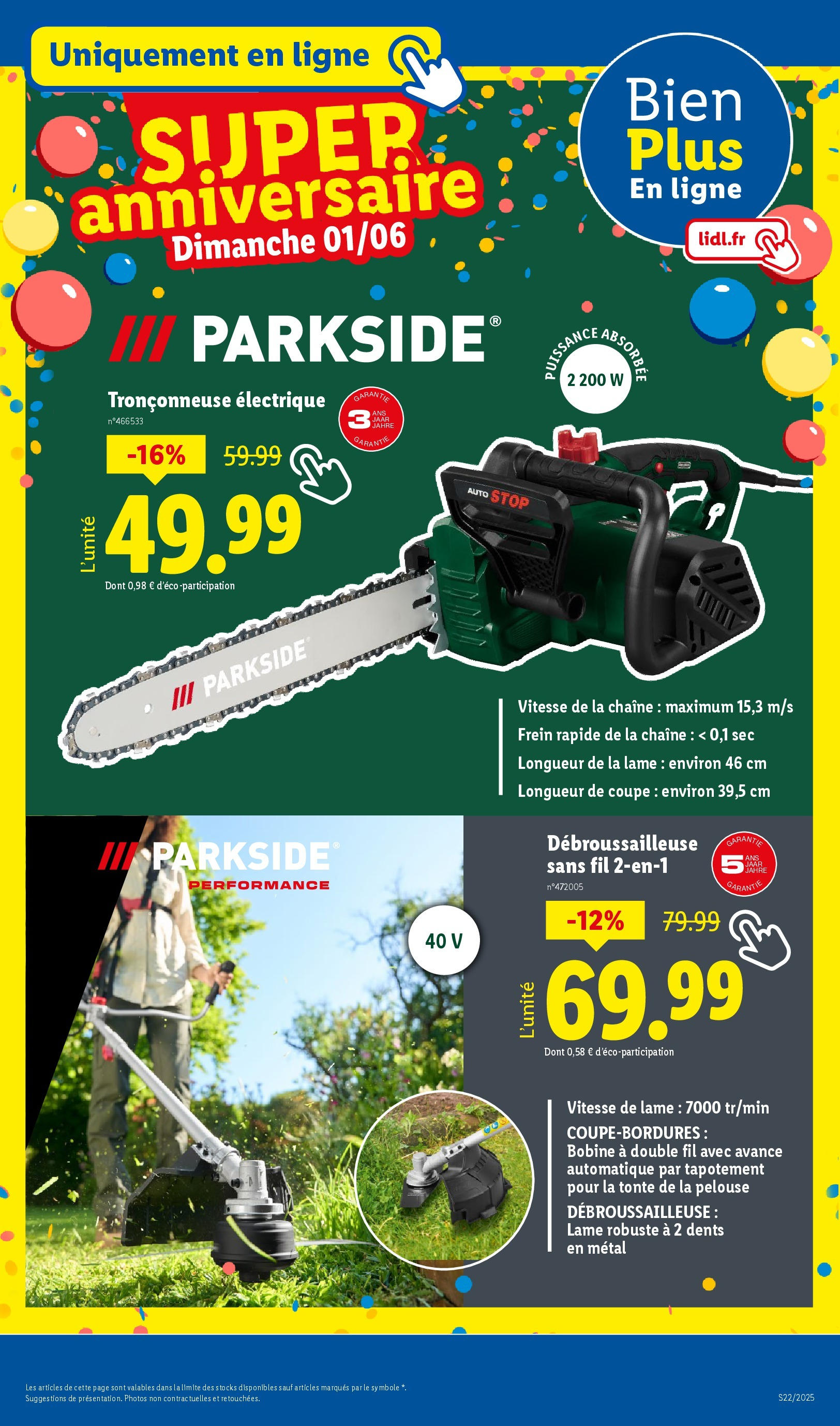 Catalogue LIDL du 28/05/2025 | Promo prospectus en ligne | Page: 61 | Produits: Débroussailleuse, Tronçonneuse, Tronçonneuse electrique Catalogue LIDL du 28/05/2025 | Promo prospectus en ligne | Page: 61 | Produits: Débroussailleuse, Tronçonneuse, Tronçonneuse electrique