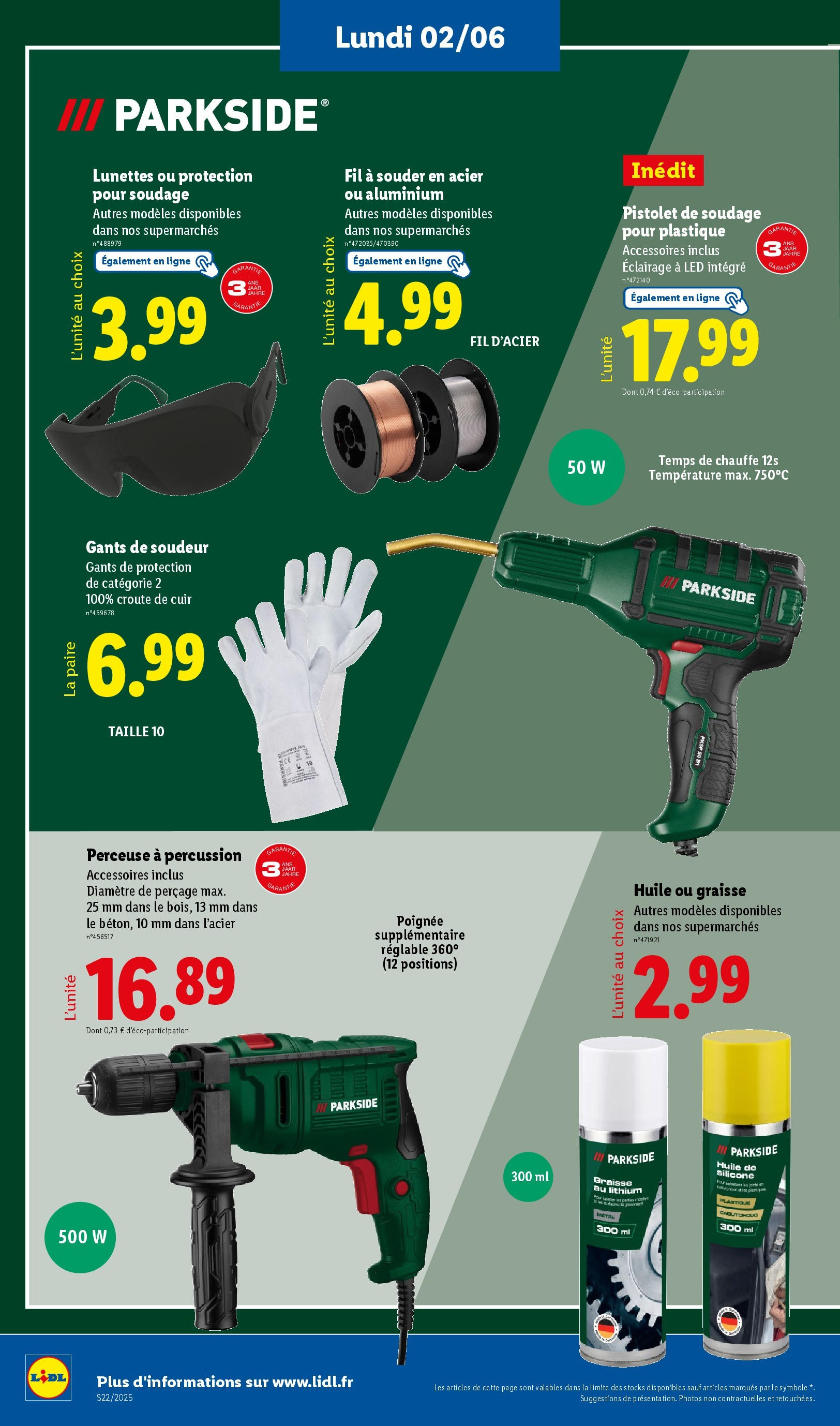 Catalogue LIDL du 28/05/2025 | Promo prospectus en ligne | Page: 66 | Produits: Perceuse, Huile, Gants, Lunettes Catalogue LIDL du 28/05/2025 | Promo prospectus en ligne | Page: 66 | Produits: Perceuse, Huile, Gants, Lunettes