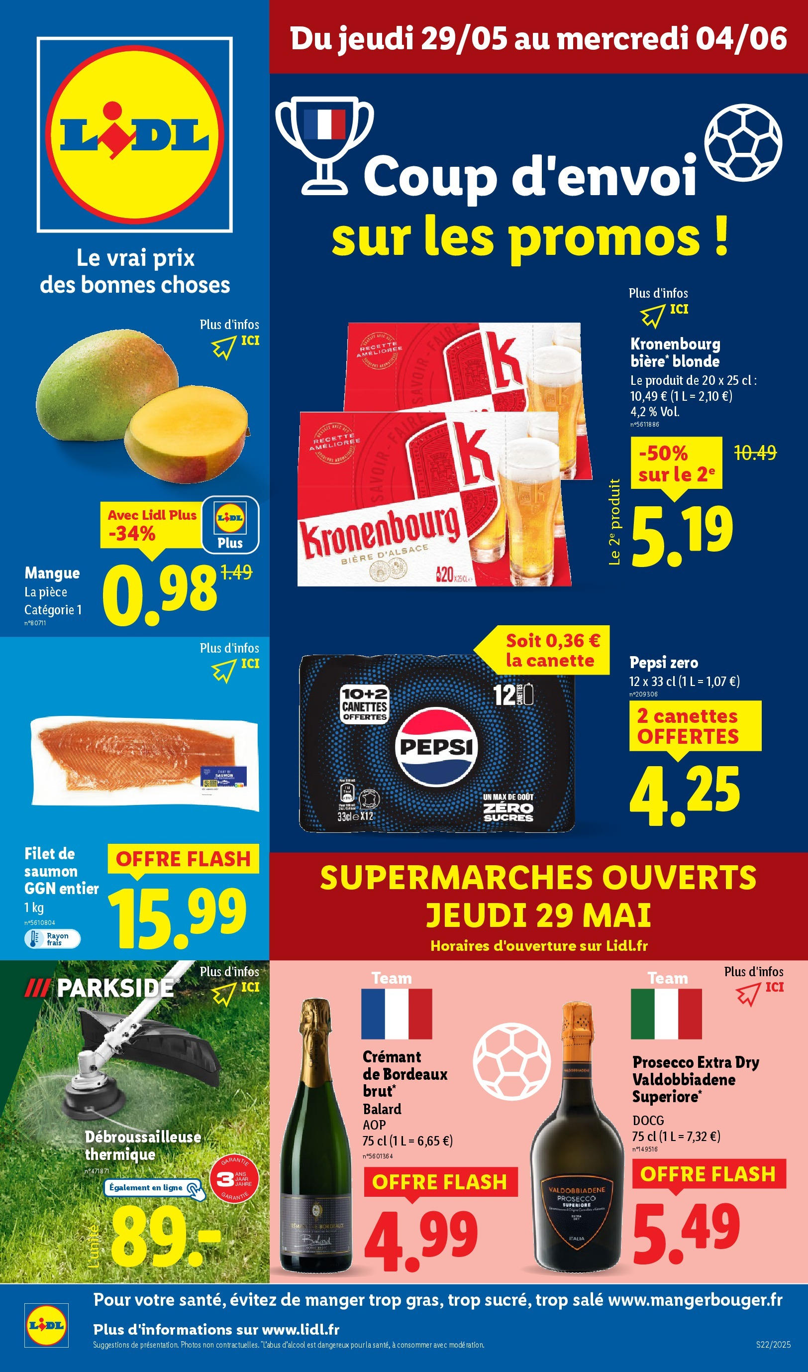 Catalogue LIDL du 28/05/2025 | Promo prospectus en ligne | Page: 1 | Produits: Mangue, Filet de saumon, Prosecco, Bière Catalogue LIDL du 28/05/2025 | Promo prospectus en ligne | Page: 1 | Produits: Mangue, Filet de saumon, Prosecco, Bière