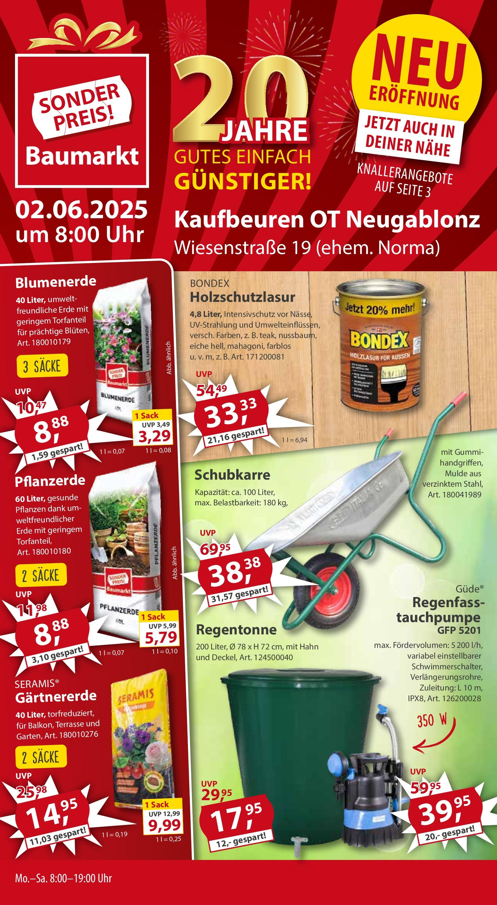Sonderpreis Baumarkt - Sonderpreis Baumarkt: Neueröffnung Kaufbeuren (ab 29.05.2025) zum Blättern | Seite: 1 | Produkte: Pflanzerde, Blumenerde, Uhr