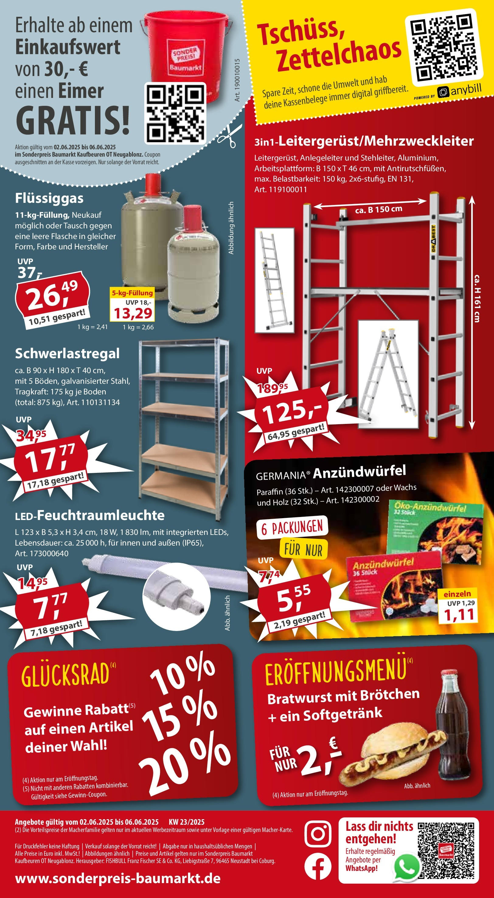 Sonderpreis Baumarkt - Sonderpreis Baumarkt: Neueröffnung Kaufbeuren (ab 29.05.2025) zum Blättern | Seite: 20 | Produkte: Bratwurst, Schwerlastregal