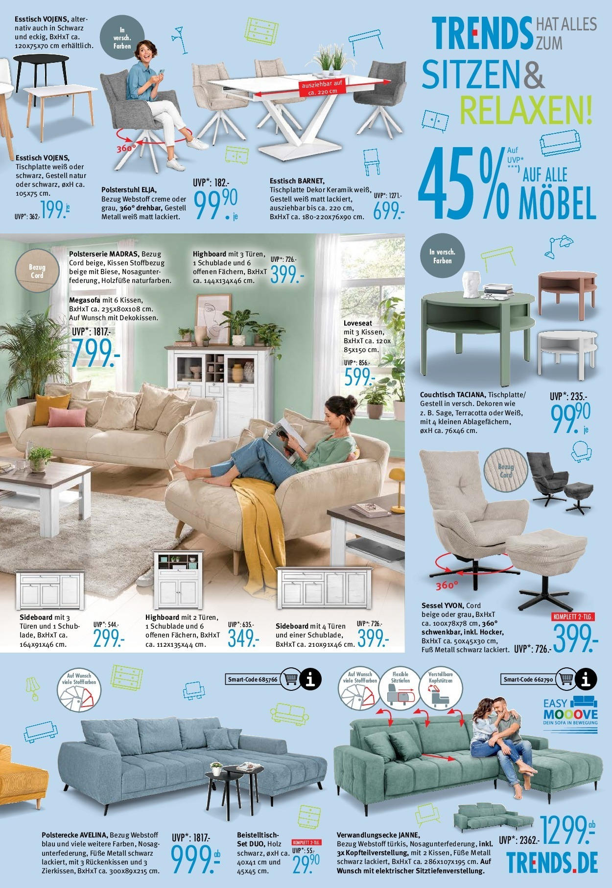 Trends - Ostermann Trends: Neue Möbel wirken Wunder. (ab 14.06.2025) zum Blättern | Seite: 5 | Produkte: Sideboard, Esstisch, Sofa, Sessel