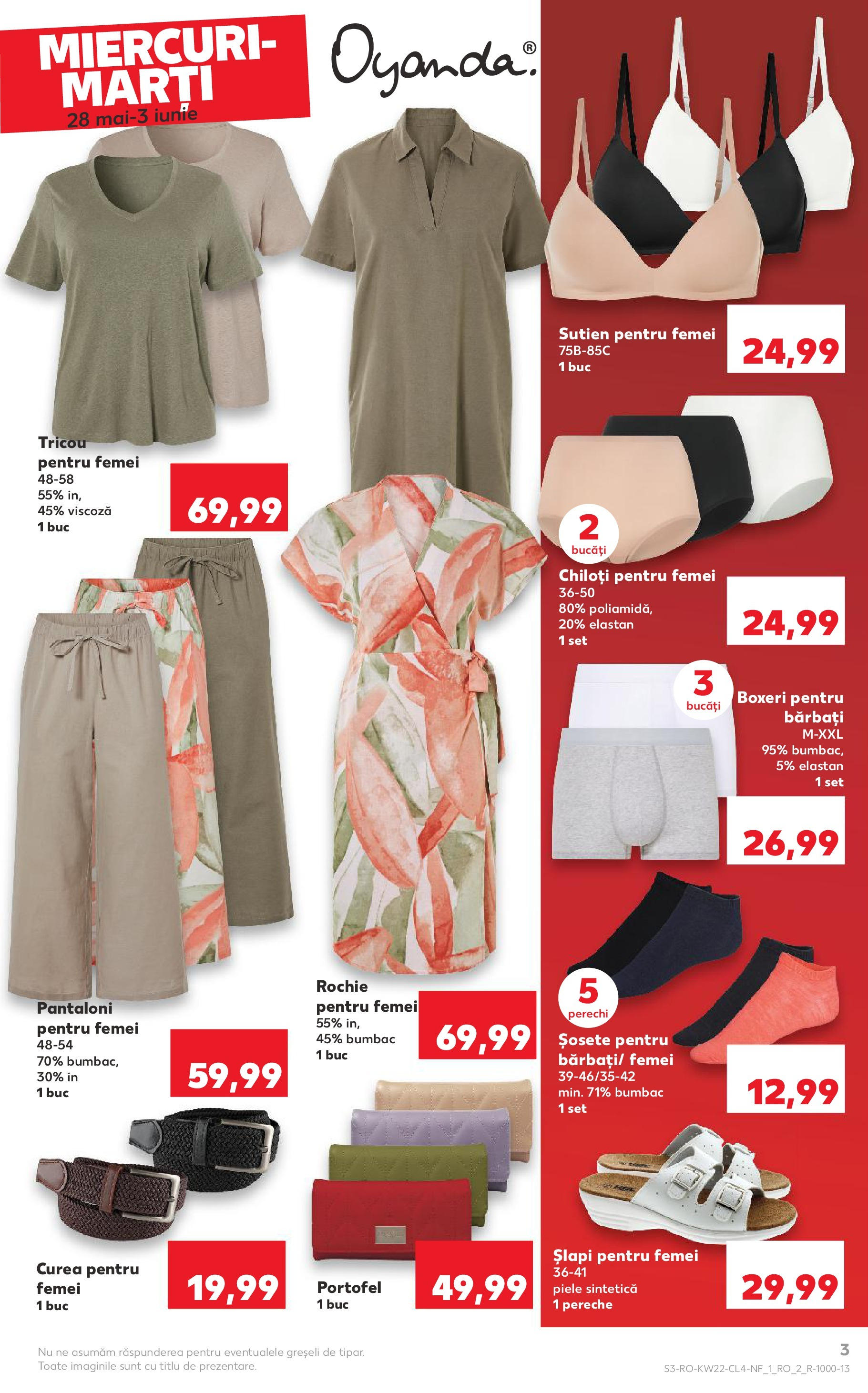 Catalog Kaufland - Iaşi Nonfood 28.05.2025 - Revista si Oferta | Pagină: 3 | Produse: Portofel, Pantaloni, Boxeri, Șlapi