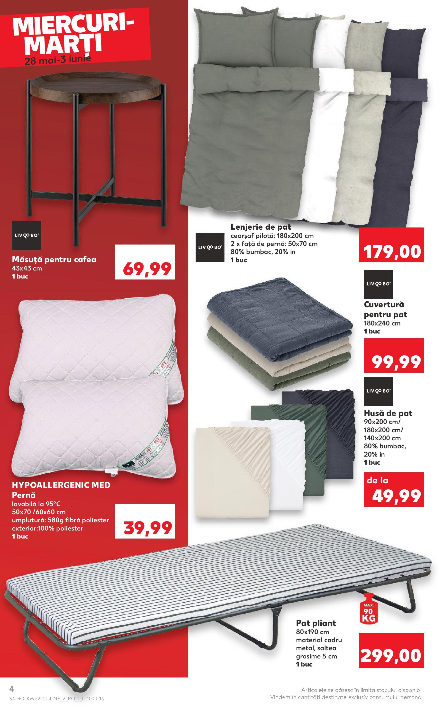 Catalog Kaufland - Iaşi Nonfood 28.05.2025 - Revista si Oferta | Pagină: 4 | Produse: Pat, Lenjerie de pat, Pernă, Față de pernă