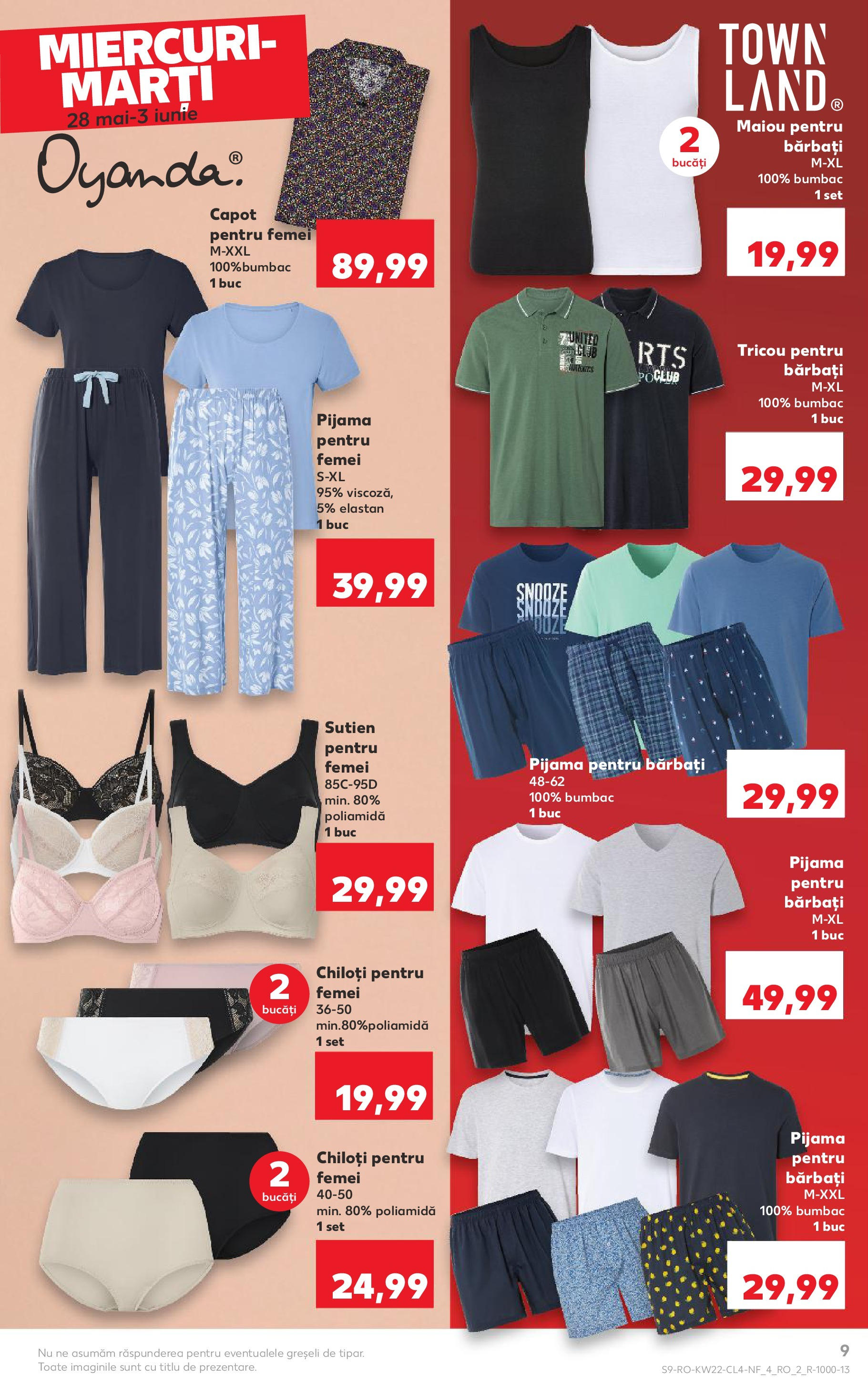 Catalog Kaufland - Iaşi Nonfood 28.05.2025 - Revista si Oferta | Pagină: 9 | Produse: Tricou, Maiou, Chiloți, Sutien