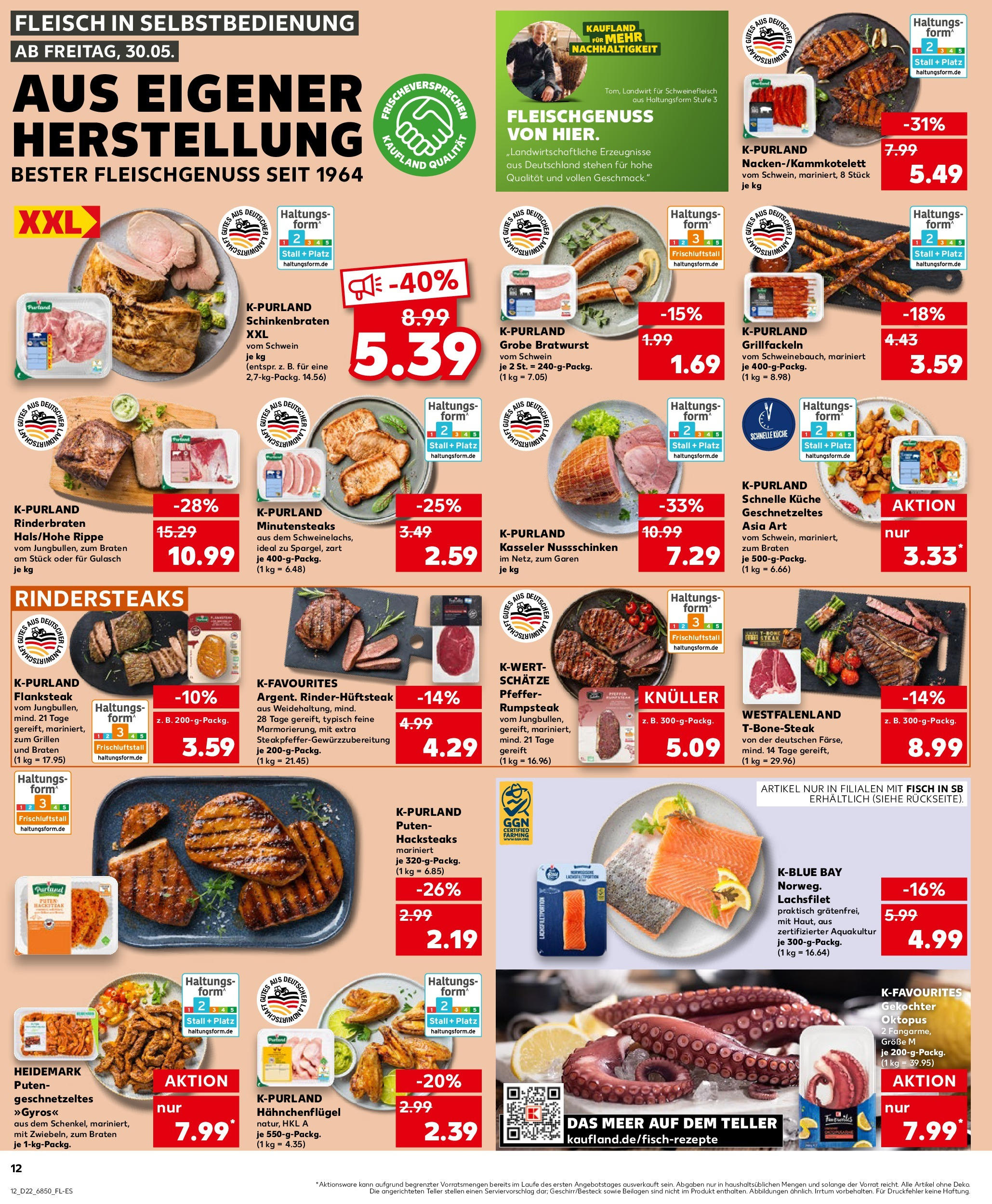 Kaufland prospekt München	 (ab 29.05.2025) » Angebote Online zum Blättern | Seite: 12 | Produkte: Rinderbraten, Bratwurst, Fisch, Gulasch