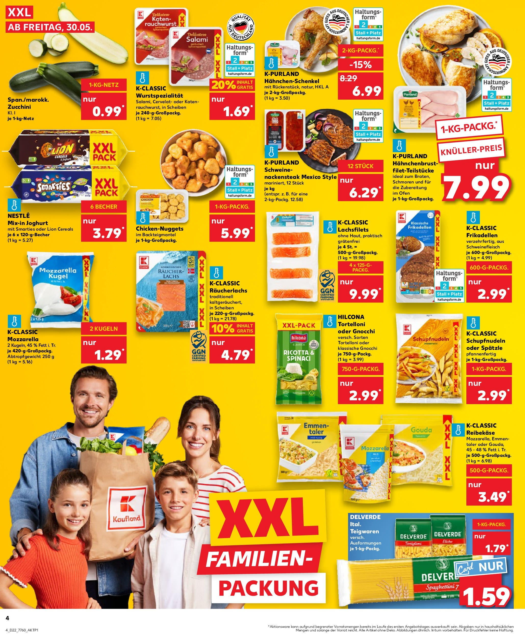 Kaufland prospekt Albstadt	 (ab 29.05.2025) » Angebote Online zum Blättern | Seite: 4 | Produkte: Hahnchenschenkel, Lachs, Pasta, Hahnchenbrust