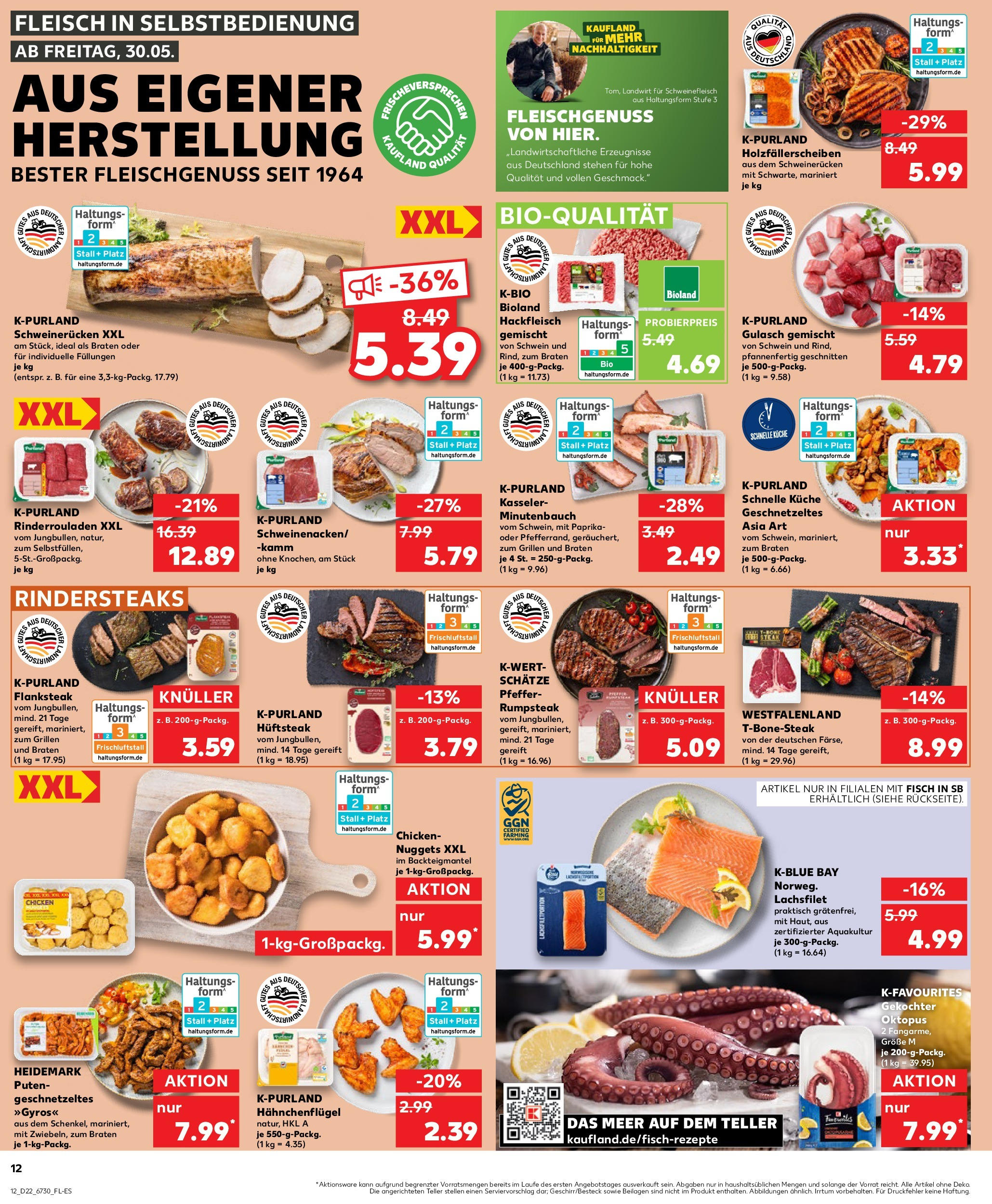 Kaufland prospekt Berlin	 (ab 29.05.2025) » Angebote Online zum Blättern | Seite: 12 | Produkte: Fisch, Gyros, Schweinerucken, Hackfleisch