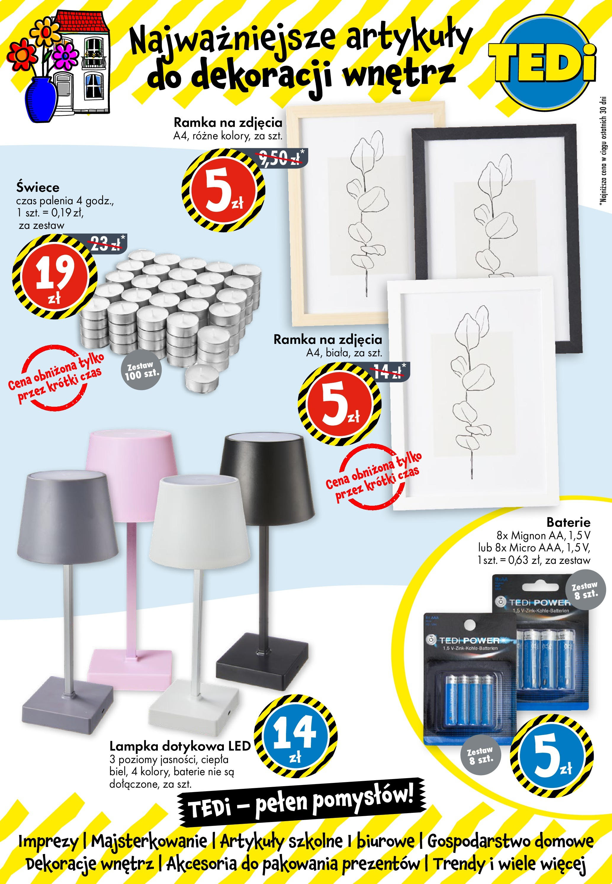 TEDi Gazetka - Stanisławów Pierwszy od (29.05.2025 - 05.06.2025) | Strona: 12 | Produkty: Baterie, Artykuły szkolne, Świece, Ramka