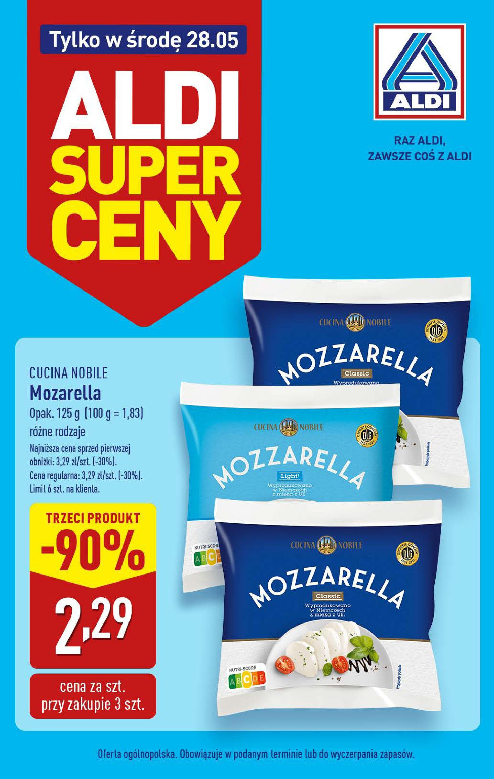 Aldi Gazetka - Tylko w środę od 28.05.2025 - Ulotka PDF, promocje | Strona: 1 | Produkty: Ser żółty, Camembert, Twaróg, Ser gouda