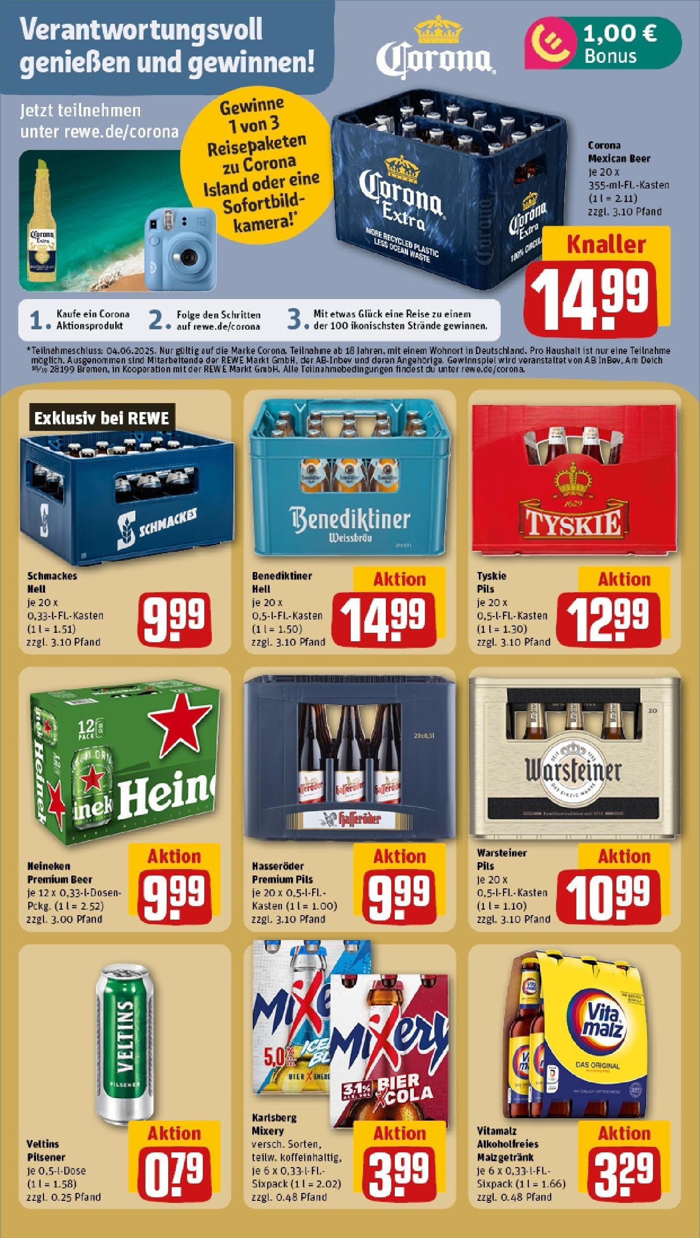 Rewe prospekt Gelsenkirchen (ab 25.05.2025) zum Blättern » Angebote | Seite: 21 | Produkte: Kamera, Tyskie, Benediktiner hell, Heineken Rewe prospekt Gelsenkirchen (ab 25.05.2025) zum Blättern » Angebote | Seite: 21 | Produkte: Kamera, Tyskie, Benediktiner hell, Heineken