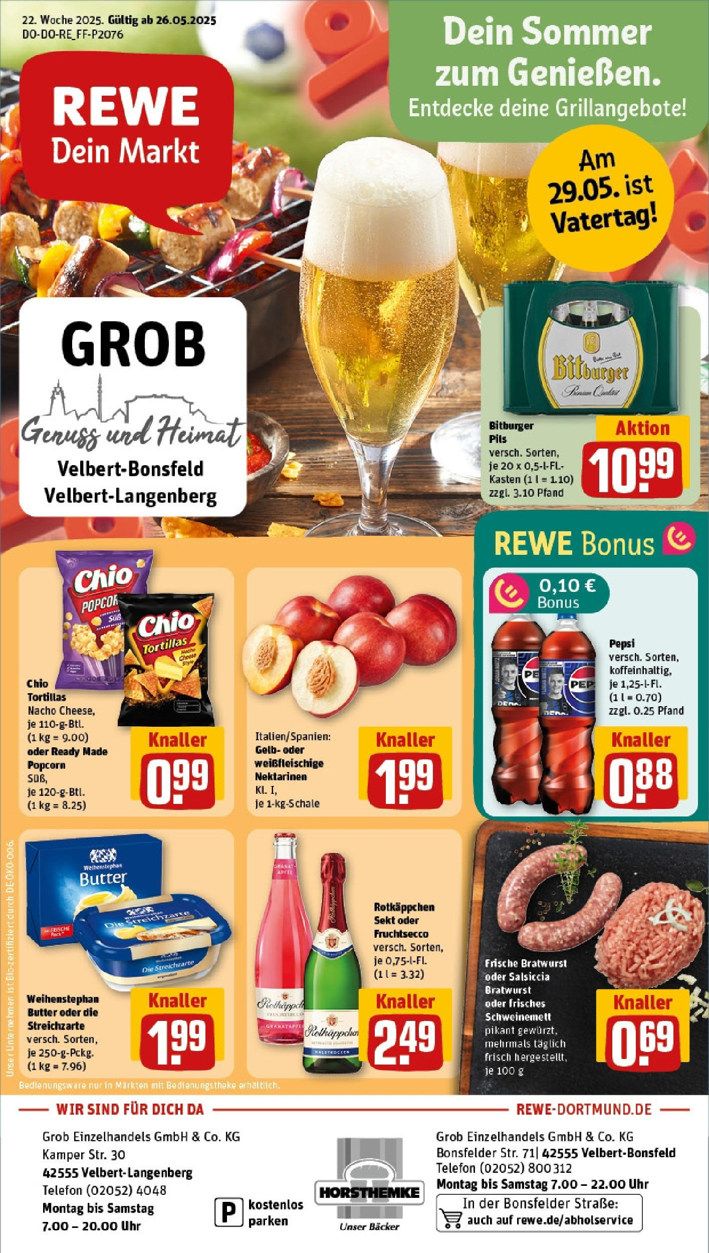 Rewe prospekt Velbert / Langenberg (ab 25.05.2025) zum Blättern » Angebote | Seite: 1 | Produkte: Cola, Nektarinen, Sekt, Pepsi Rewe prospekt Velbert / Langenberg (ab 25.05.2025) zum Blättern » Angebote | Seite: 1 | Produkte: Cola, Nektarinen, Sekt, Pepsi