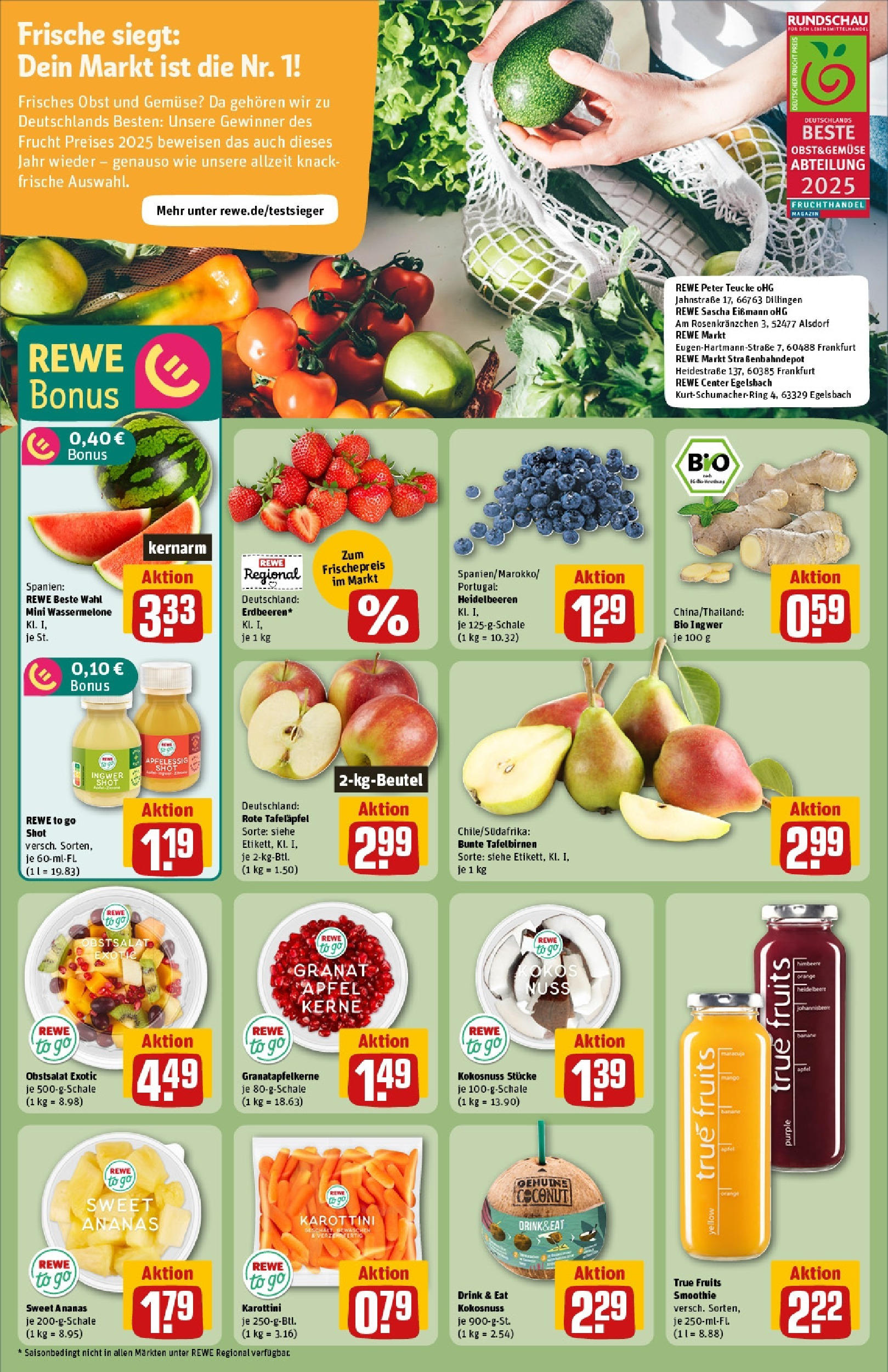 Rewe prospekt Alfter / Oedekoven	 (ab 25.05.2025) zum Blättern » Angebote | Seite: 6 | Produkte: Äpfel, Ananas, Heidelbeeren, Gemüse