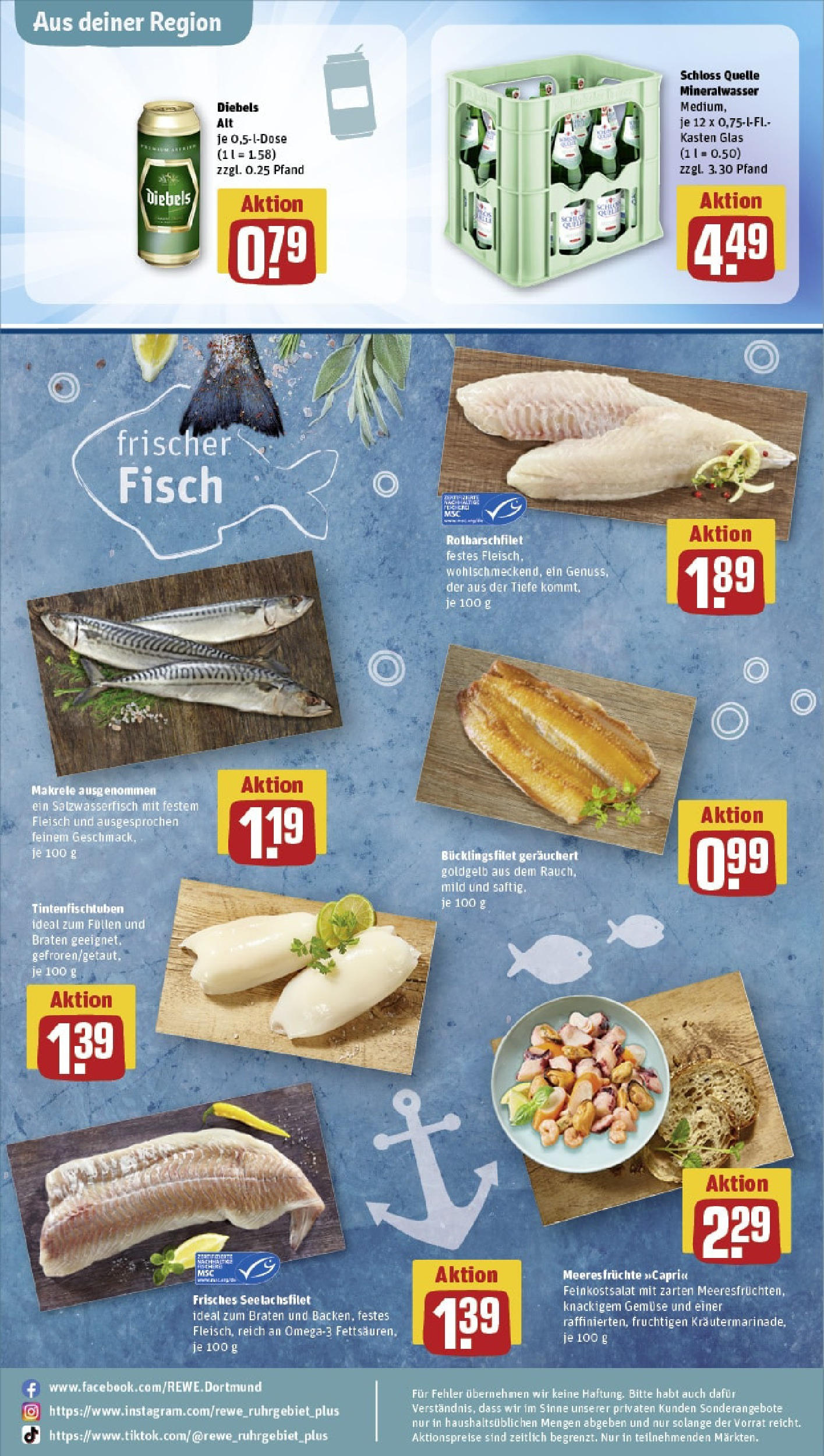 Rewe prospekt Duisburg / Duissern	 (ab 25.05.2025) zum Blättern » Angebote | Seite: 33 | Produkte: Mineralwasser, Fisch, Meeresfrüchte, Fleisch