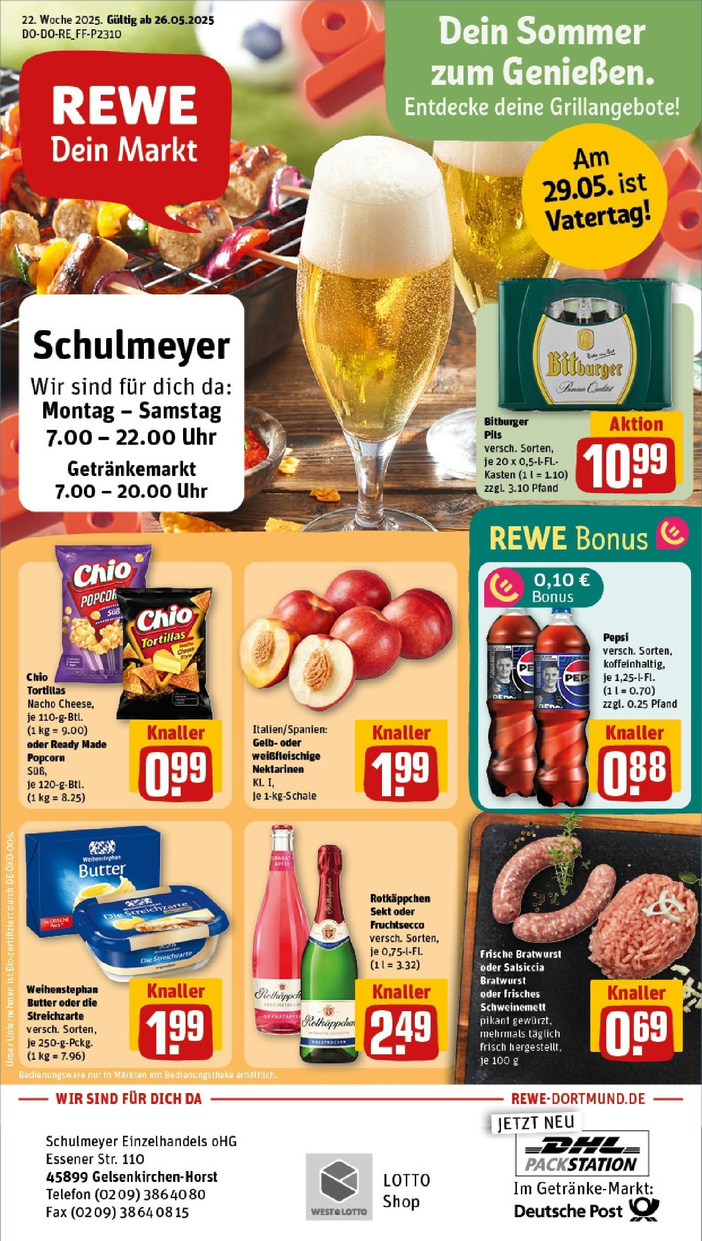 Rewe prospekt Gelsenkirchen (ab 25.05.2025) zum Blättern » Angebote | Seite: 1 | Produkte: Bitburger, Nektarinen, Bratwurst, Telefon Rewe prospekt Gelsenkirchen (ab 25.05.2025) zum Blättern » Angebote | Seite: 1 | Produkte: Bitburger, Nektarinen, Bratwurst, Telefon