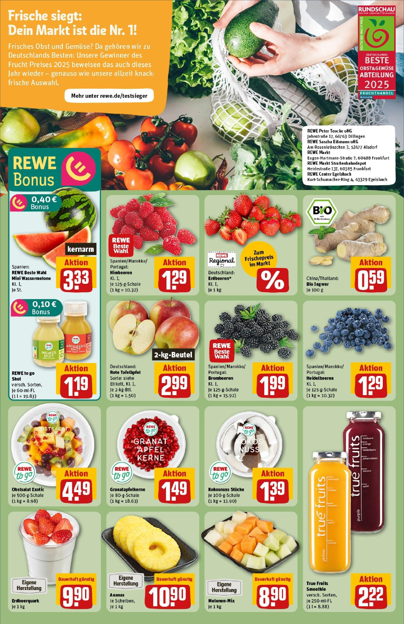 Rewe prospekt Egelsbach	 (ab 25.05.2025) zum Blättern » Angebote | Seite: 6 | Produkte: Himbeeren, Quark, Heidelbeeren, Obst