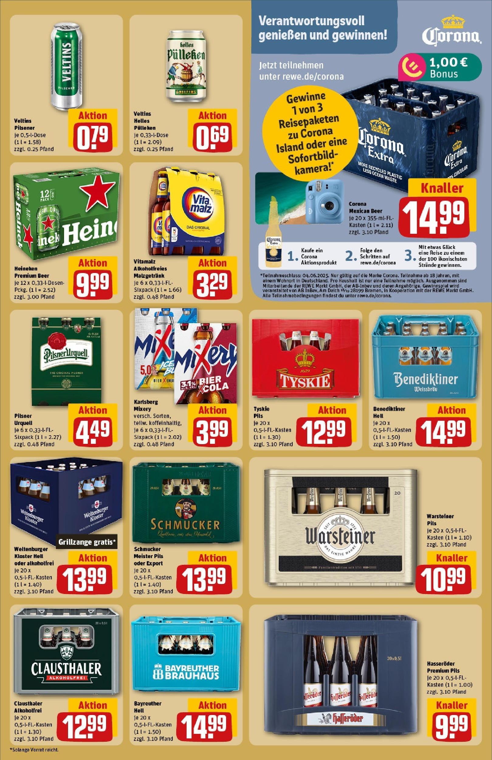 Rewe prospekt Friedrichsdorf (ab 25.05.2025) zum Blättern » Angebote | Seite: 17 | Produkte: Helles pulleken, Benediktiner hell, Heineken, Veltins Rewe prospekt Friedrichsdorf (ab 25.05.2025) zum Blättern » Angebote | Seite: 17 | Produkte: Helles pulleken, Benediktiner hell, Heineken, Veltins