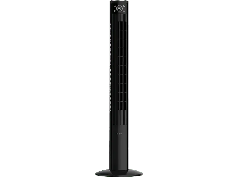 Be Cool BC121TU2202F Turmventilator Schwarz (45 Watt, schwenkbar, mit Fernbedienung, 3 Geschwindigkeitsstufen, Timerfunktion 12 Stunden)