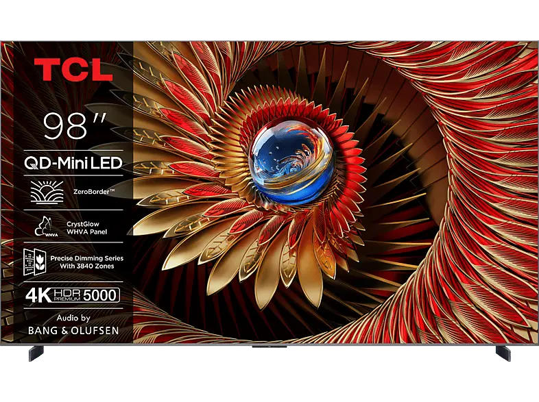 TCL 98C8K (2025) 98 Zoll 4K QD-Mini LED HDR Premium TV mit Google TV, 144Hz Motion Clarity Pro und Audio by Bang & Olufsen; LED TV