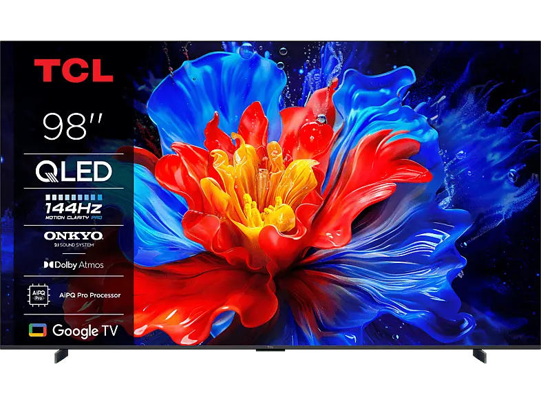 TCL 98P8K (2025) 98 Zoll 4K QLED TV comes with Google TV, 144Hz Motion Clarity Pro, and Onkyo 2.1