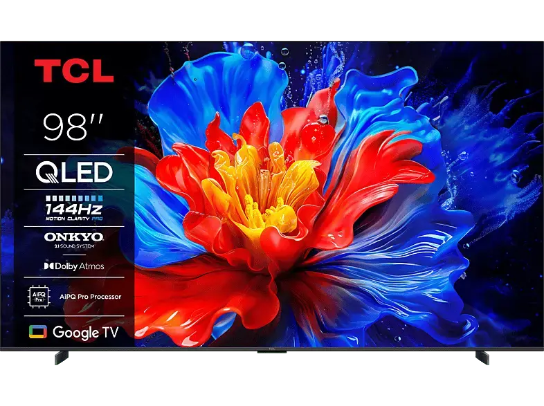 TCL 98P8K (2025) 98 Zoll 4K QLED TV comes with Google TV, 144Hz Motion Clarity Pro, and Onkyo 2.1
