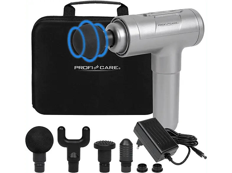Profi Care PC-MP 3087 Massagepistole, mit 4 Aufsätzen, Silber