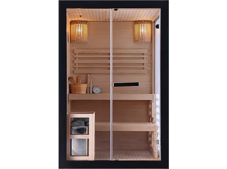 Sanotechnik J61130 PANORAMA black Sauna 2 Personen 130x120x200 cm (3,5 kW)