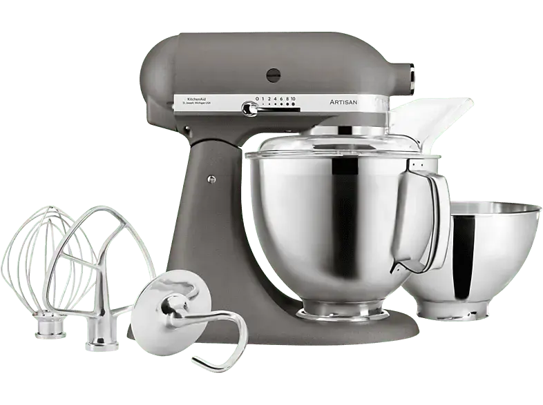 Kitchen Aid 5 KSM 185 PSEGR Artisan Küchenmaschine Imperial Grey (Rührschüsselkapazität: 4,8 l, 300 Watt)