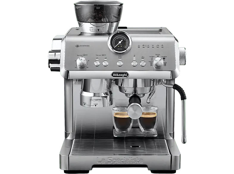De'Longhi EC9555.M La Specialista Opera Siebträgermaschine (Silber, Mahlwerk mit 15 Mahlstufen, 1550 Watt, 19 bar)