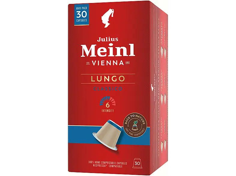 Julius Meinl Lungo Classico Biologisch Abbaubare Kaffeekapseln, 30 Stück, Kompatibles System: Nespresso