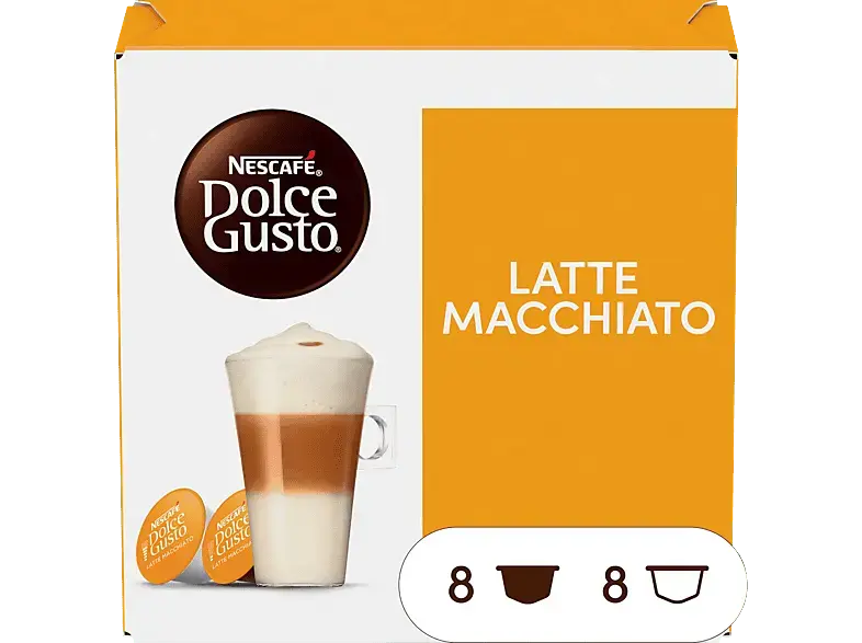 Dolce Gusto Latte Macchiato Kaffeekapseln, 16 Stück (8x Kaffee 8x Milch), Kompatibles System: Nescafé Dolce Gusto