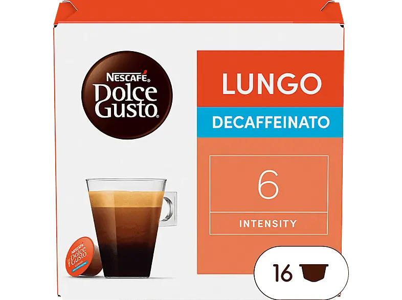 Dolce Gusto Lungo entkoffeiniert Kaffeekapseln, 16 Stück, Kompatibles System: Nescafé Dolce Gusto