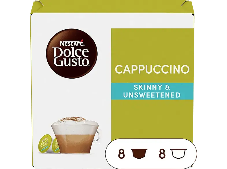 Dolce Gusto Cappuccino Fettarm & Ungesüßt Kaffeekapsel, 8x Milch Kaffee, Kompatibles System: Nescafé Dolce Gusto