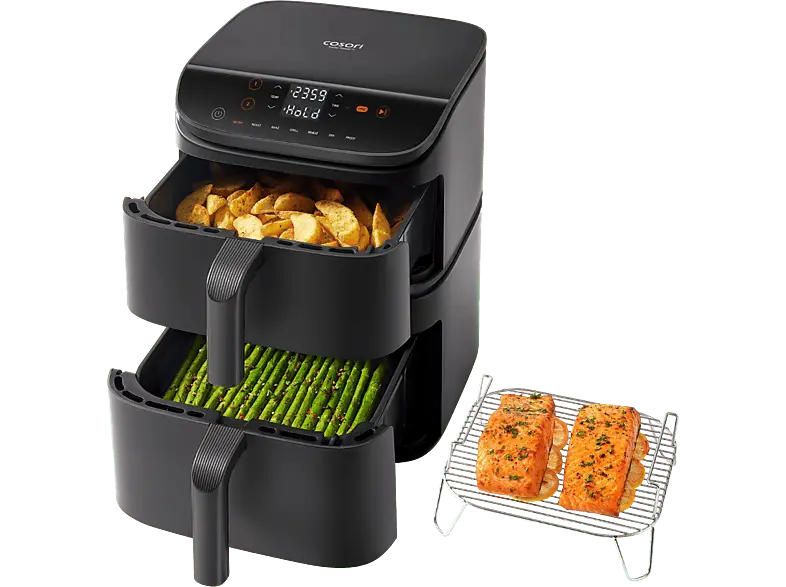 Cosori CAF-DC121-DEUR Turbo Tower Doppel Heißluftfritteuse (10,8 l, 2630 Watt, Schwarz)