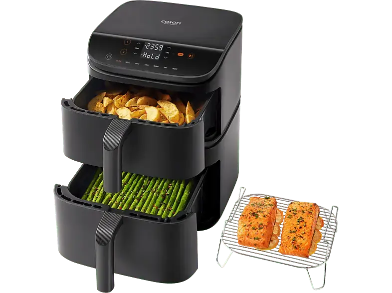 Cosori CAF-DC121-DEUR Turbo Tower Doppel Heißluftfritteuse (10,8 l, 2630 Watt, Schwarz)