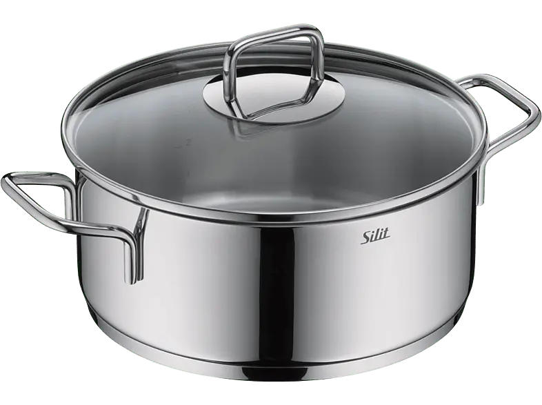 Silit Extra Cook Bratentopf mit Deckel 24 cm (alle Herdarten, Silber, 18/10 Crominox Edelstahl)