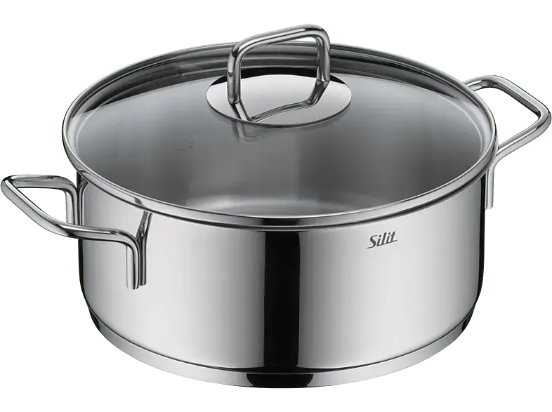 Silit Extra Cook Bratentopf mit Deckel 24 cm (alle Herdarten, Silber, 18/10 Crominox Edelstahl)