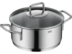 Silit Extra Cook Bratentopf mit Deckel 20 cm (alle Herdarten, Silber, 18/10 Crominox Edelstahl)