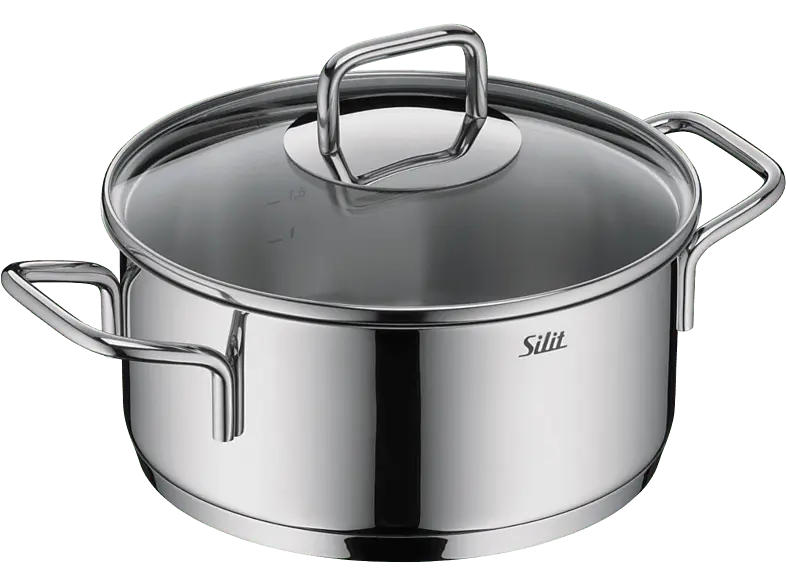 Silit Extra Cook Bratentopf mit Deckel 20 cm (alle Herdarten, Silber, 18/10 Crominox Edelstahl)