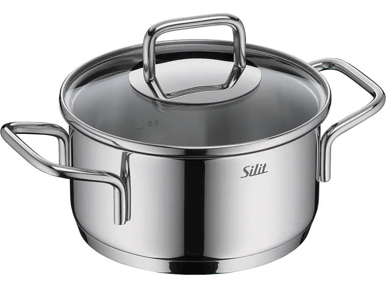 Silit Extra Cook Bratentopf mit Deckel 16 cm (alle Herdarten, Silber, 18/10 Crominox Edelstahl)