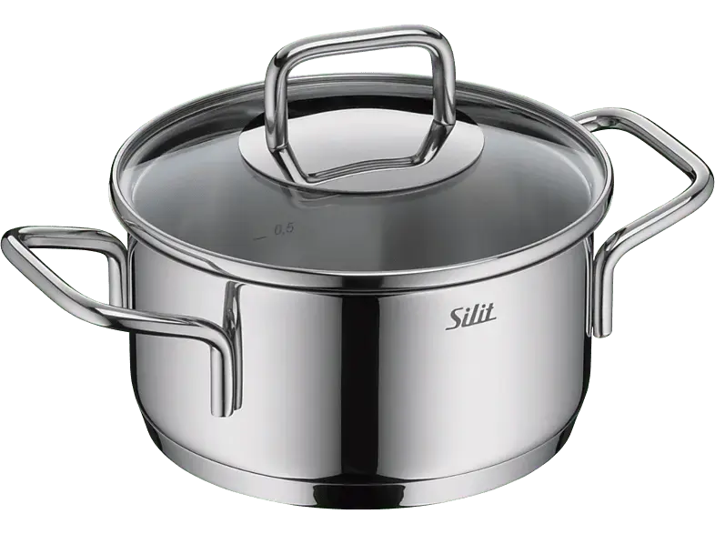 Silit Extra Cook Bratentopf mit Deckel 16 cm (alle Herdarten, Silber, 18/10 Crominox Edelstahl)