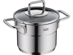 Silit Extra Cook Mini Fleischtopf mit Deckel 14cm (alle Herdarten, Silber, 18/10 Crominox Edelstahl)